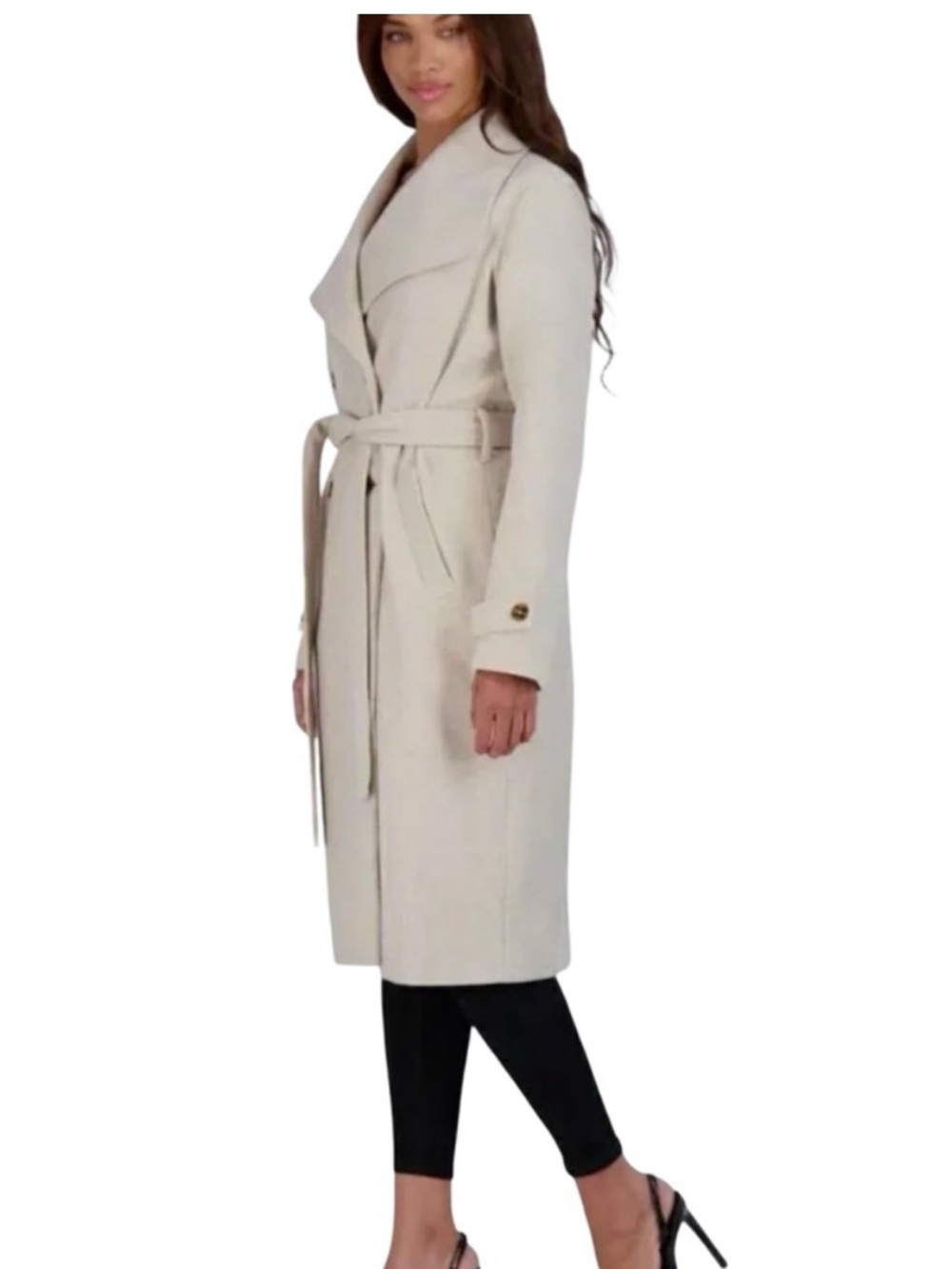 Avec Les Filles Double-Breasted Belted Trench Coat Size Medium